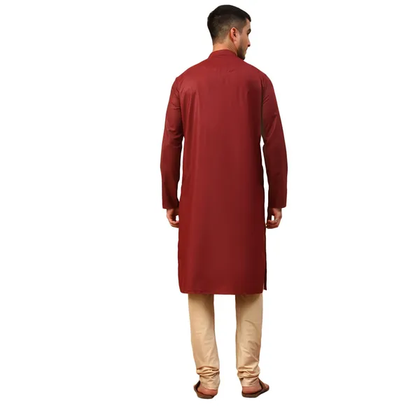 Maroon_Jacquard_Full_Sleeve_Regular_Fit_Printed_Kurta_For_Men