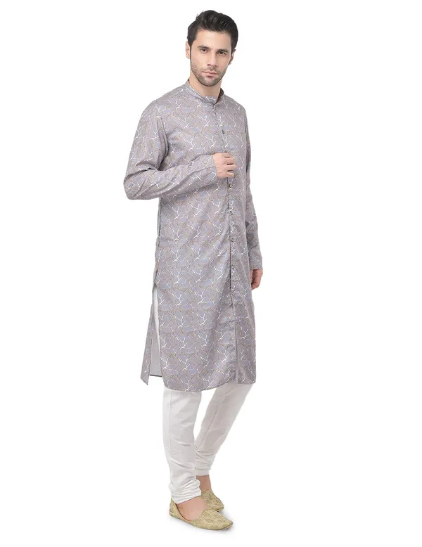 Grey_Cotton_Grey_Full_Sleeve_Regular_Printed_Kurta_For_Men
