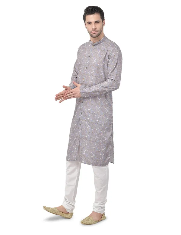 Grey_Cotton_Grey_Full_Sleeve_Regular_Printed_Kurta_For_Men