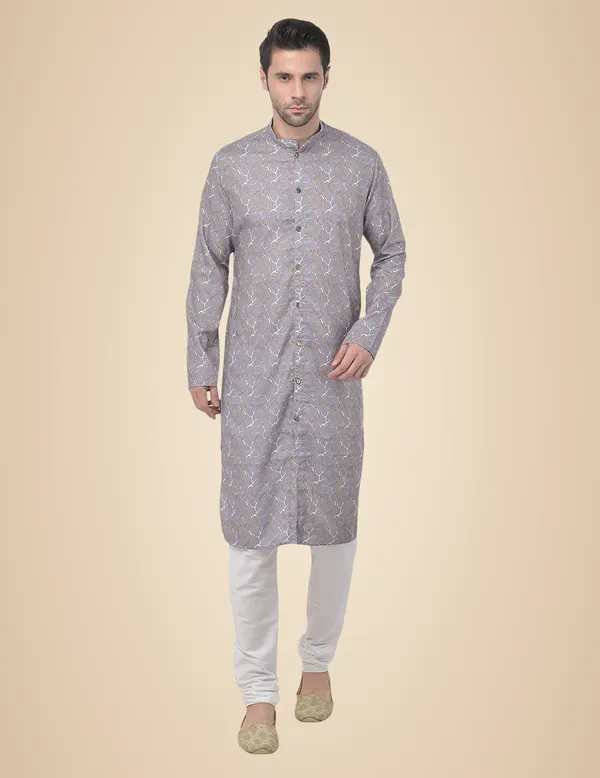 Grey_Cotton_Grey_Full_Sleeve_Regular_Printed_Kurta_For_Men