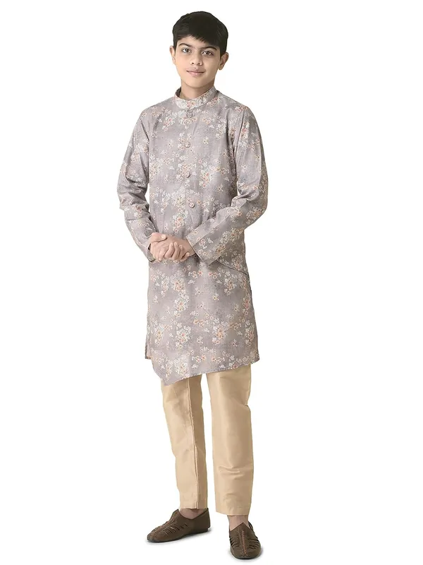 Silver_Cotton_Full_Sleeve_Regular_Printed_Kurta_For_Kids