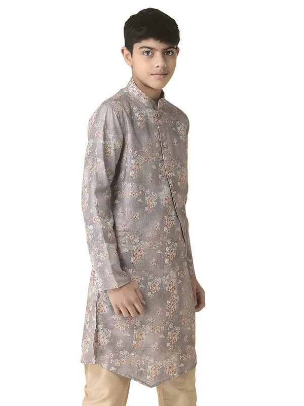 Silver_Cotton_Full_Sleeve_Regular_Printed_Kurta_For_Kids