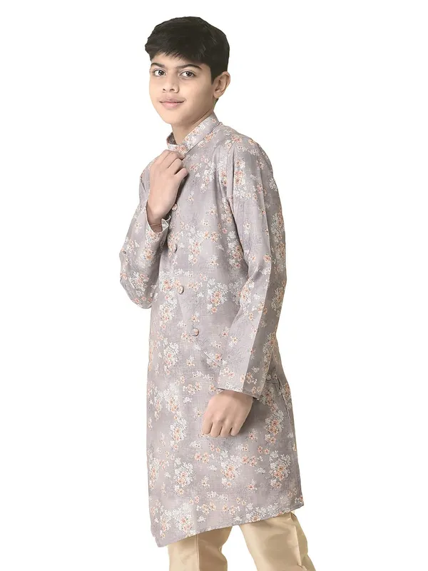 Silver_Cotton_Full_Sleeve_Regular_Printed_Kurta_For_Kids