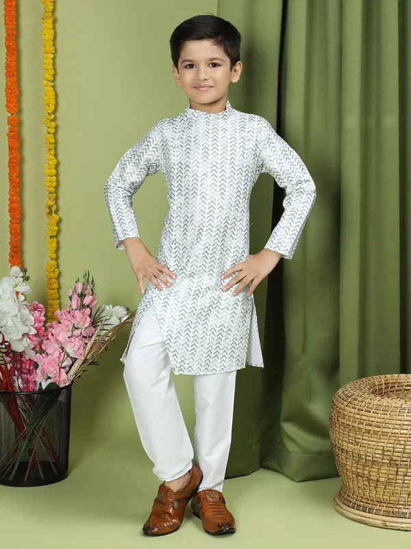 Green_Cotton_Full_Sleeve_Regular_Fit_Printed_Green_Kurta_For_Boy