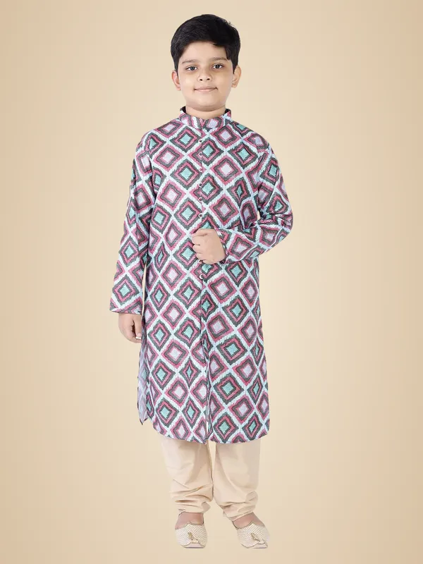 Green_Cotton_Full_Sleeve_Regular_Fit_Printed_Kurta_For_Kids