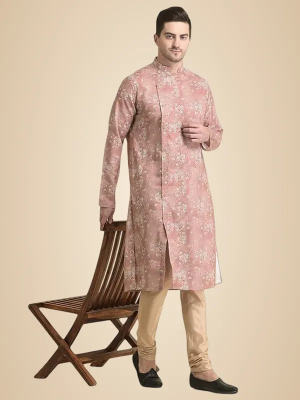 Pink_Cotton_Full_Sleeve_Regular_Fit_Printed_Kurta_For_Men