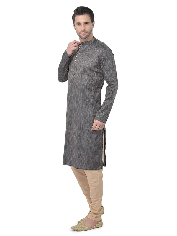 Brown_Cotton_Full_Sleeve_Regular_Printed_Kurta_For_Men