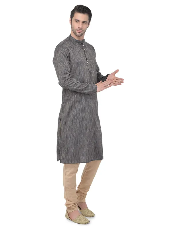 Brown_Cotton_Full_Sleeve_Regular_Printed_Kurta_For_Men