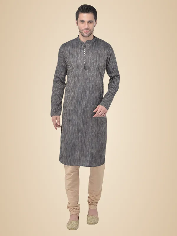 Brown_Cotton_Full_Sleeve_Regular_Printed_Kurta_For_Men