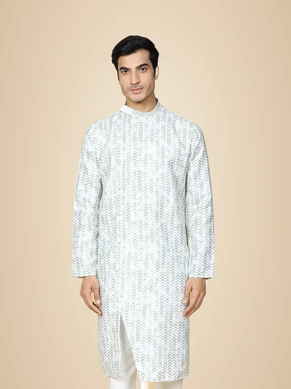 Green_Cotton_Full_Sleeve_Regular_Fit_Printed_Kurta_For_Men