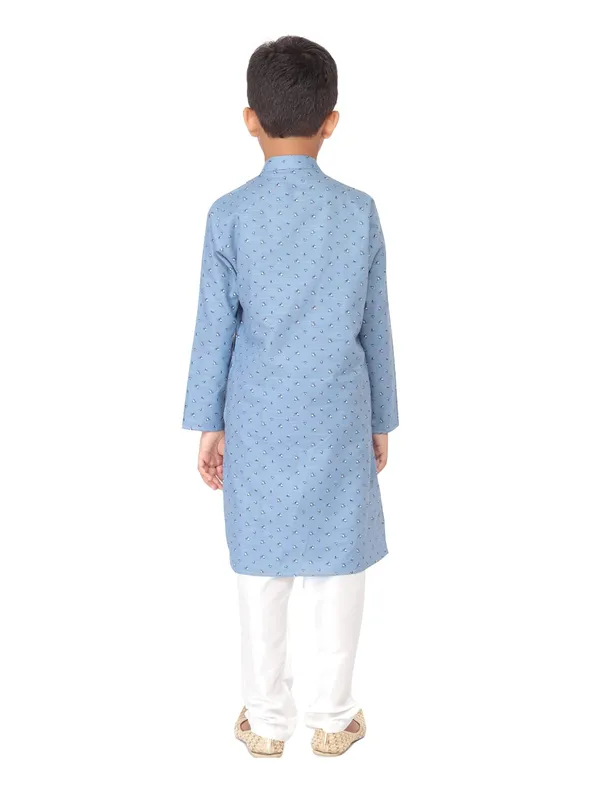 Blue_Cotton_Full_Sleeve_Regular_Fit_Printed_Kurta_Churidar_For_Kids