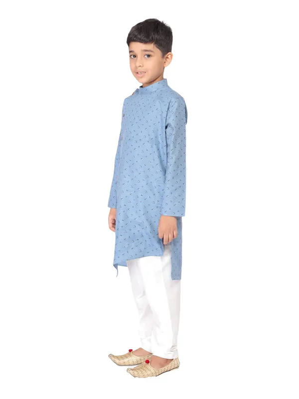 Blue_Cotton_Full_Sleeve_Regular_Fit_Printed_Kurta_Churidar_For_Kids