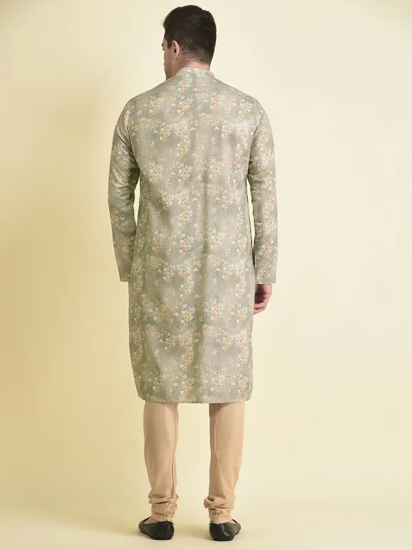 Grey_Cotton_Grey_Full_Sleeve_Regular_Fit_Printed_Kurta_Set_For_Men