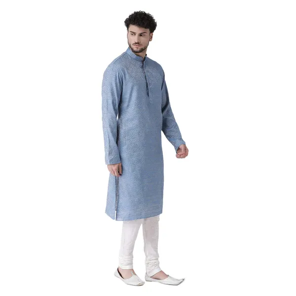 Silver_Silk_Blend_White_Full_Sleeve_Regular_Fit_Printed_Kurta_For_Men