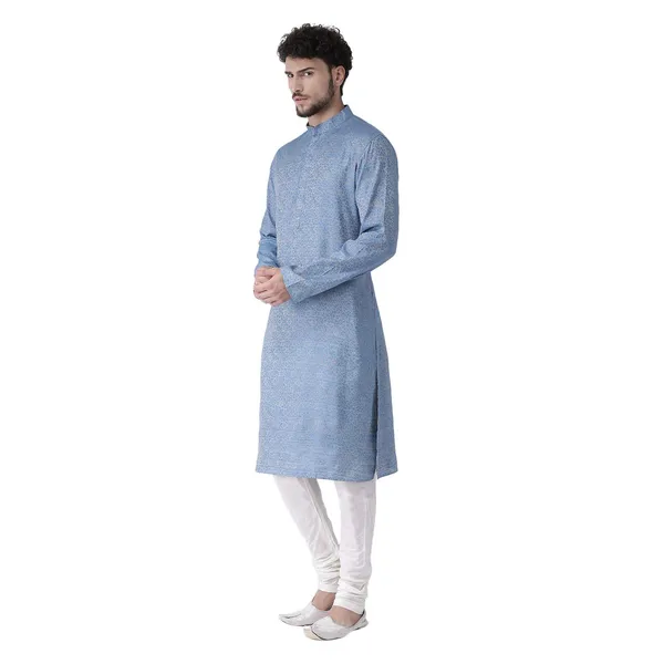 Silver_Silk_Blend_White_Full_Sleeve_Regular_Fit_Printed_Kurta_For_Men
