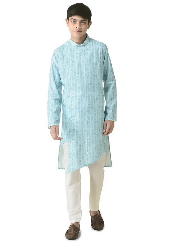 Blue_Cotton_Full_Sleeve_Regular_Printed_Kurta_For_Kids