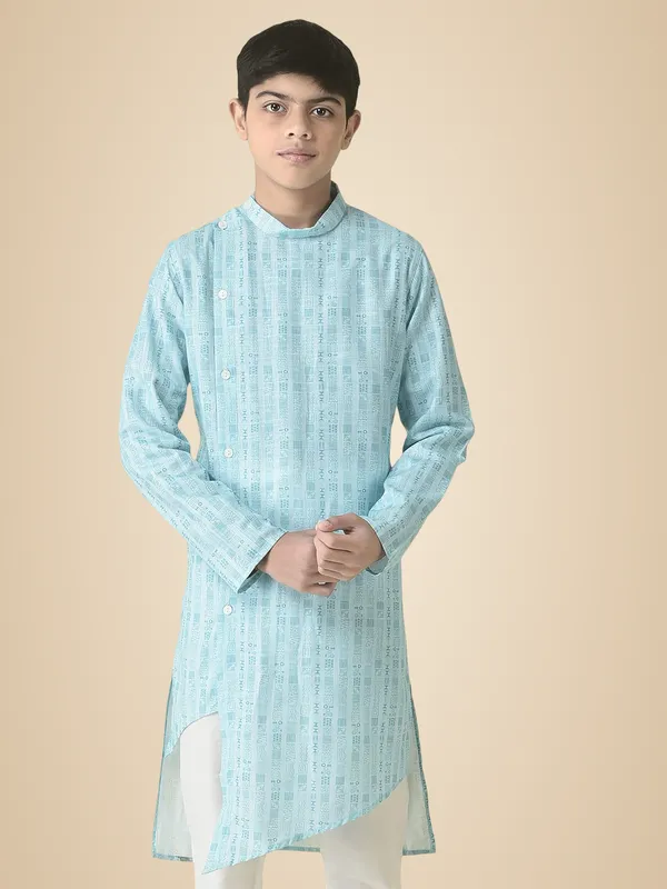 Blue_Cotton_Full_Sleeve_Regular_Printed_Kurta_For_Kids