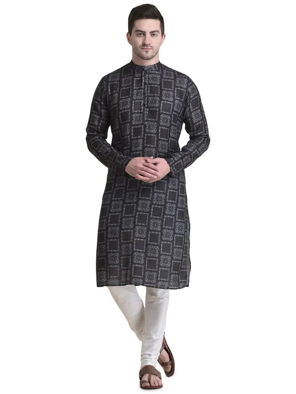 Black_Cotton_Full_Sleeve_Regular_Fit_Printed_Kurta_For_Men
