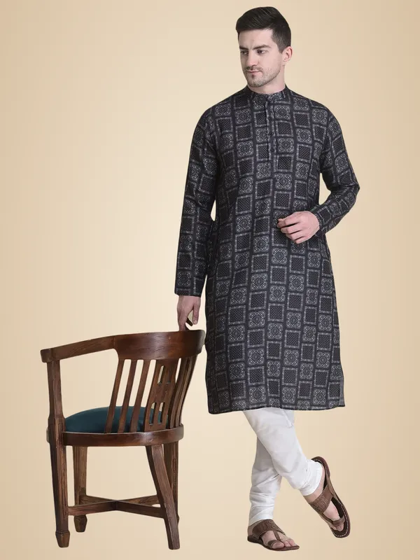 Black_Cotton_Full_Sleeve_Regular_Fit_Printed_Kurta_For_Men