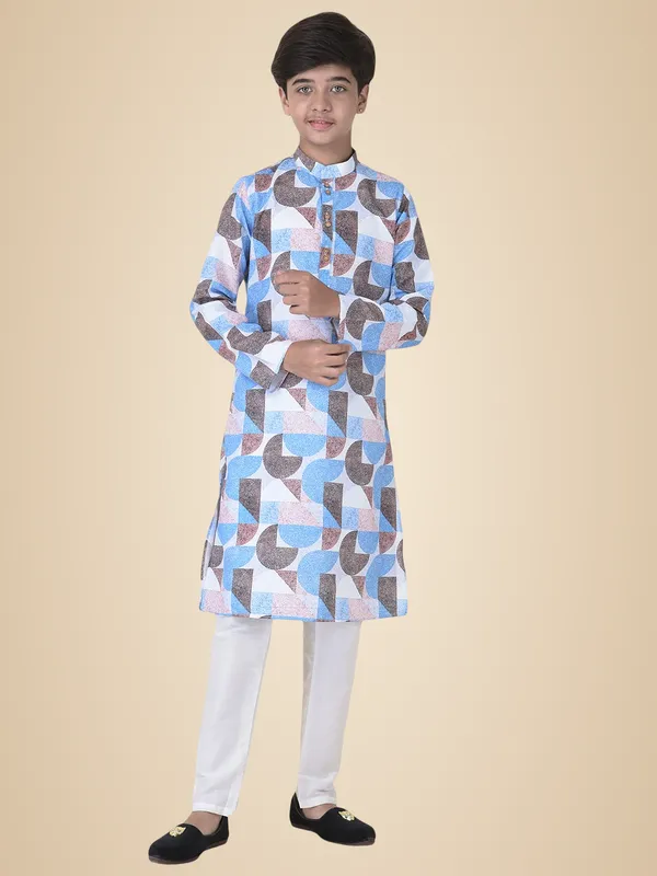 Blue_Cotton_Full_Sleeve_Regular_Printed_Kurta_For_Kids