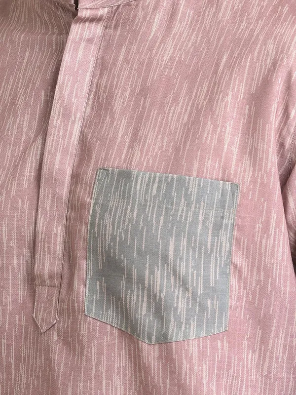 Peach_Cotton_Pink_Full_Sleeve_Regular_Fit_Printed_Kurta_Set_For_Men