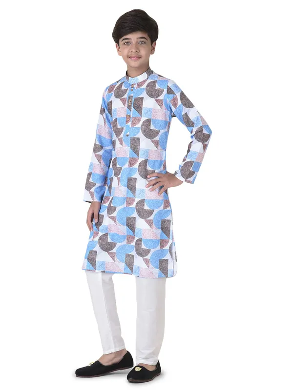 Blue_Cotton_Full_Sleeve_Regular_Fit_Printed_Kurta_Churidar_For_Kids