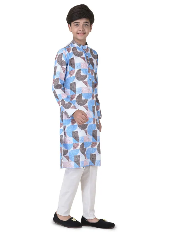 Blue_Cotton_Full_Sleeve_Regular_Fit_Printed_Kurta_Churidar_For_Kids