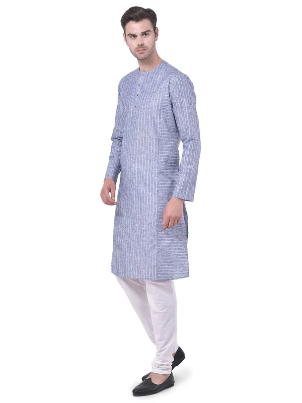 Grey_Cotton_Linen_Full_Sleeves_Regular_Striped_Kurta_Set_For_Men