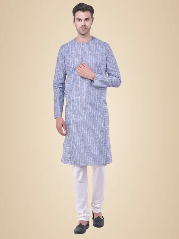 Grey_Cotton_Linen_Full_Sleeves_Regular_Striped_Kurta_Set_For_Men