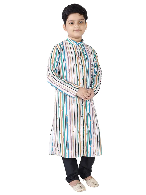Beige_Cotton_Beige_Full_Sleeve_Regular_Fit_Printed_Kurta_For_Kids
