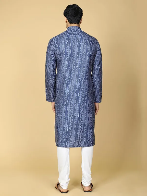 Blue_Cotton_Full_Sleeves_Regular_Printed_Kurta_Set_For_Men