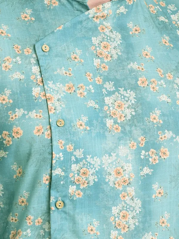 Green_Cotton_Full_Sleeve_Regular_Fit_Printed_Kurta_For_Men