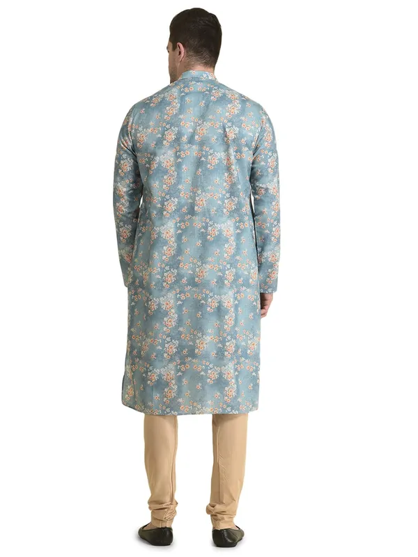 Green_Cotton_Full_Sleeve_Regular_Fit_Printed_Kurta_For_Men