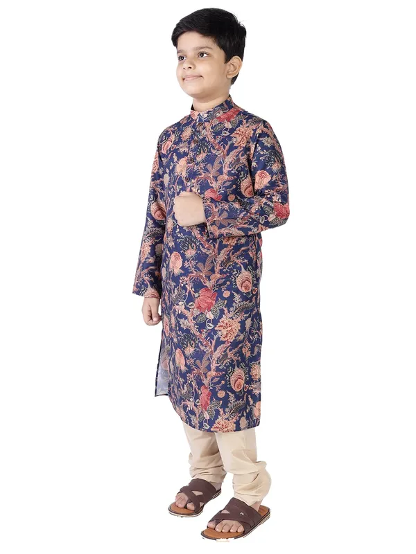 Blue_Cotton_Full_Sleeve_Regular_Fit_Printed_Kurta_For_Kids