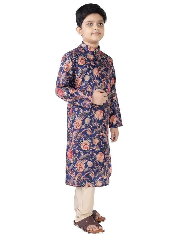 Blue_Cotton_Full_Sleeve_Regular_Fit_Printed_Kurta_For_Kids