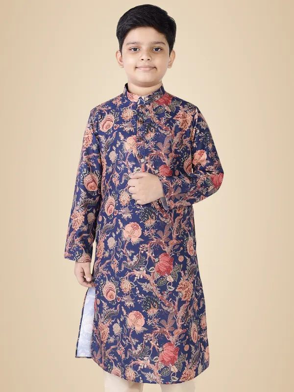 Blue_Cotton_Full_Sleeve_Regular_Fit_Printed_Kurta_For_Kids