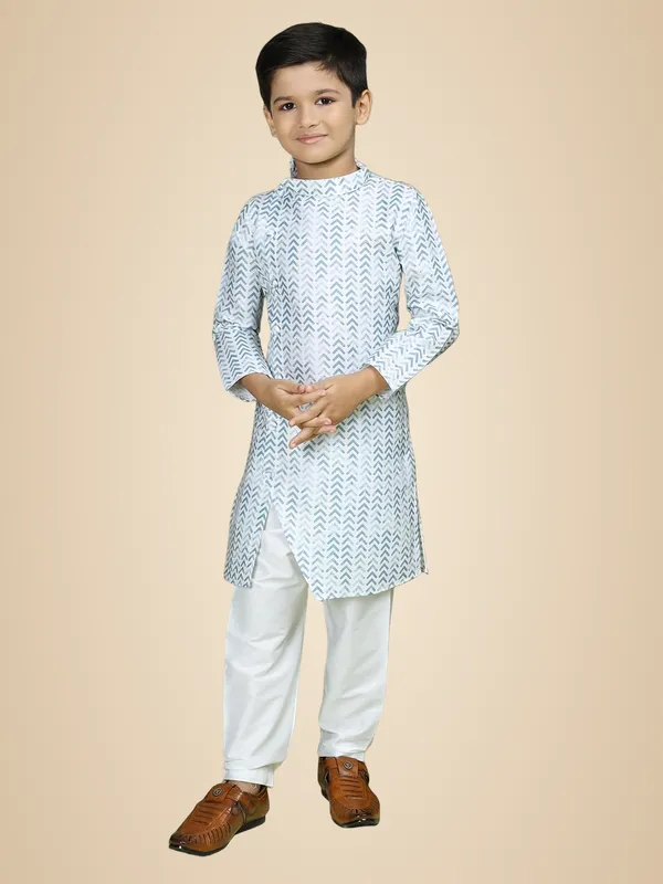 Red_Cotton_Full_Sleeve_Regular_Fit_Printed_Red_Kurta_Churidar_Set_For_Boy
