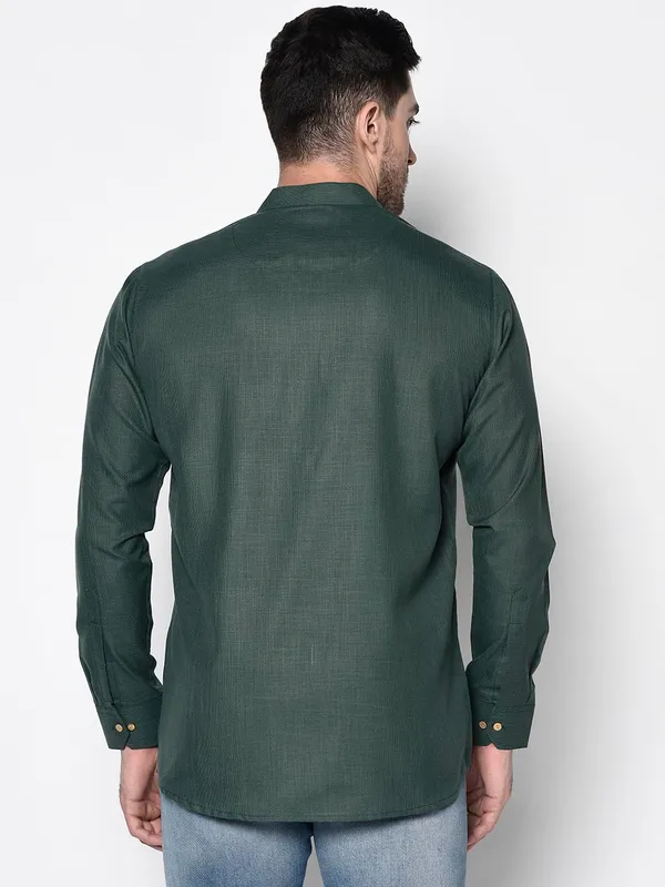 Green_Full_Sleeve_Regular_Plain_Kurta_For_Men