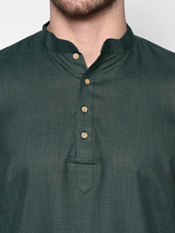 Green_Full_Sleeve_Regular_Plain_Kurta_For_Men