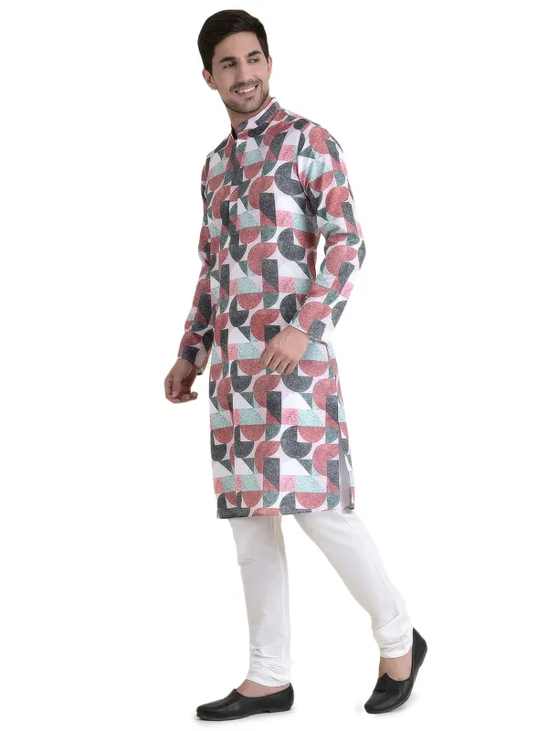 Maroon_Cotton_Blue_Full_Sleeves_Regular_Printed_Kurta_Churidar_Set_For_Men