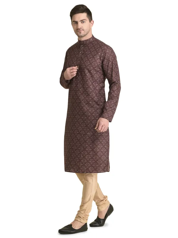 Red_Cotton_Full_Sleeve_Regular_Fit_Printed_Kurta_For_Men