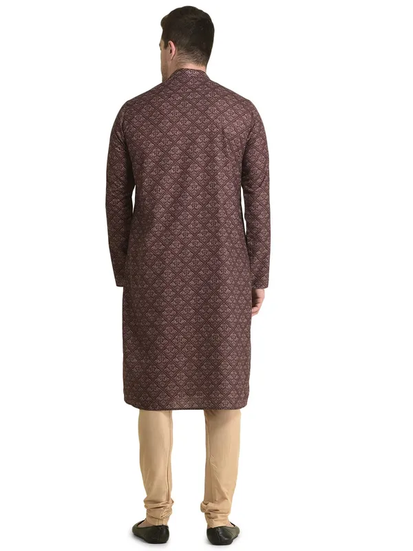 Red_Cotton_Full_Sleeve_Regular_Fit_Printed_Kurta_For_Men