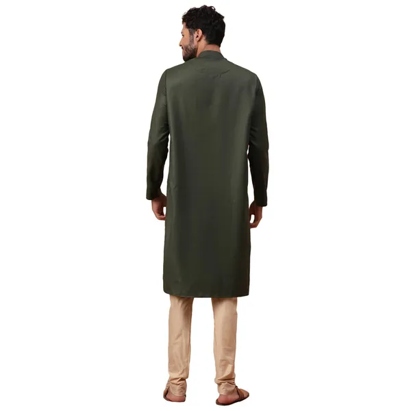 Green_Jacquard_Full_Sleeve_Regular_Fit_Printed_Kurta_For_Men
