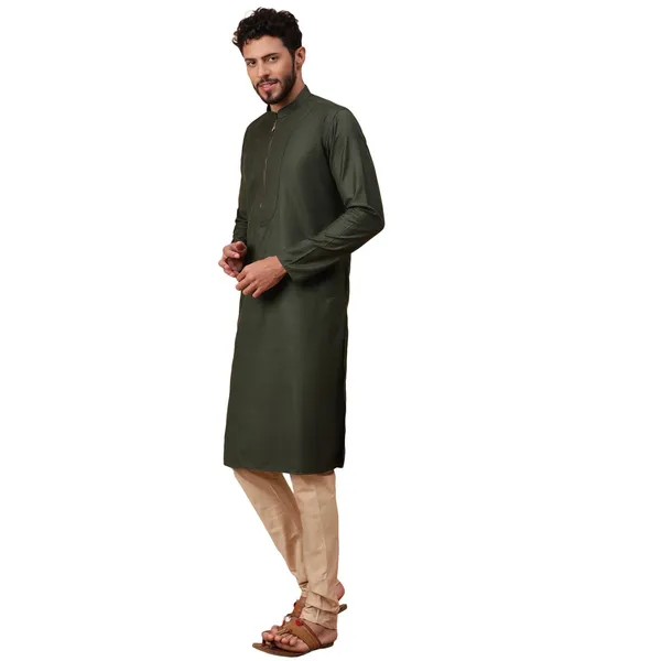 Green_Jacquard_Full_Sleeve_Regular_Fit_Printed_Kurta_For_Men