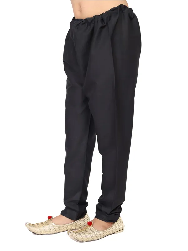 Black_Cotton_Regular_Plain_Churidar_For_Kids
