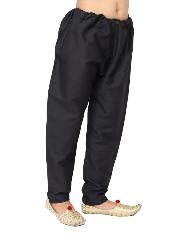 Black_Cotton_Regular_Plain_Churidar_For_Kids
