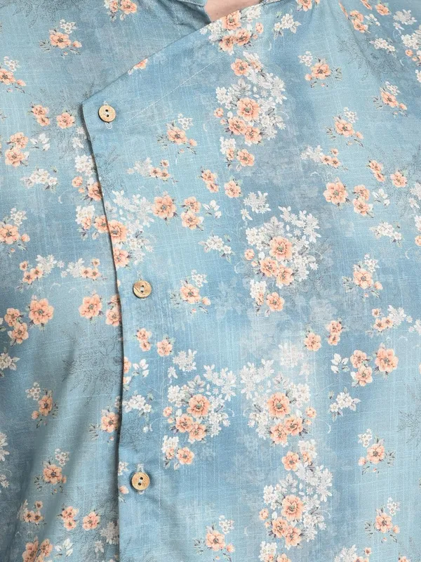 Blue_Cotton_Blue_Full_Sleeve_Regular_Fit_Printed_Kurta_Set_For_Men