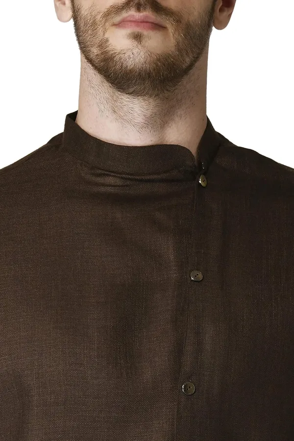 Blue_Cotton_Full_Sleeve_Regular_Plain_Kurta_For_Men