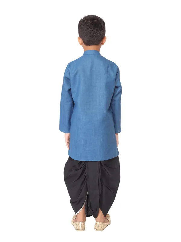 Red_Cotton_Full_Sleeve_Regular_Fit_Plain_Kurta_Dhoti_Set_For_Kids