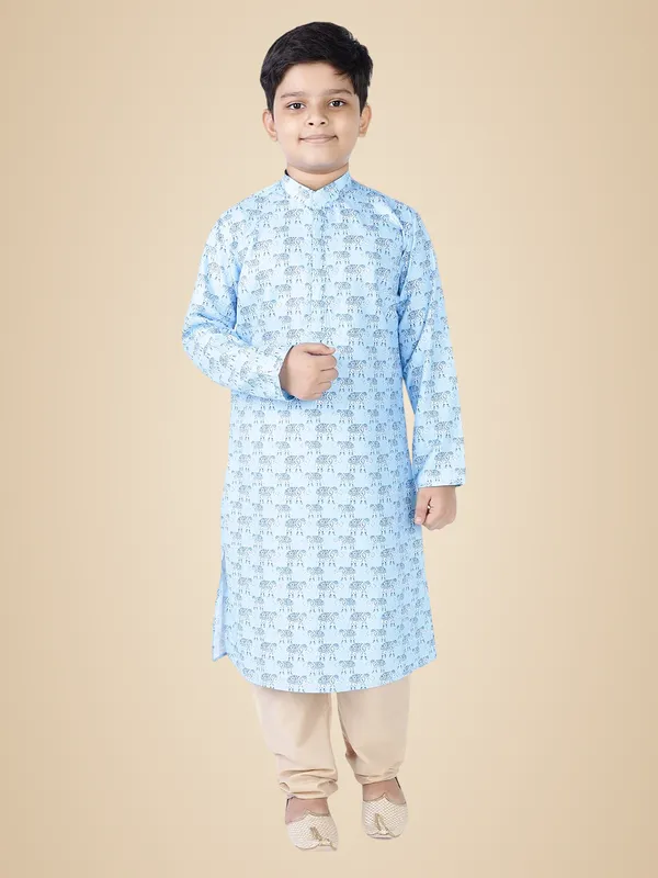 Blue_Cotton_Full_Sleeve_Regular_Fit_Printed_Kurta_Churidar_For_Kids